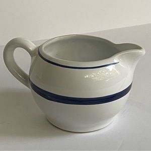 Nautica Signatures Creamer Ceramic Portugal White Navy Stripe EUC